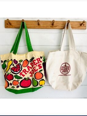 (2) Vintage TRADER JOE'S Cloth Shopping Bags